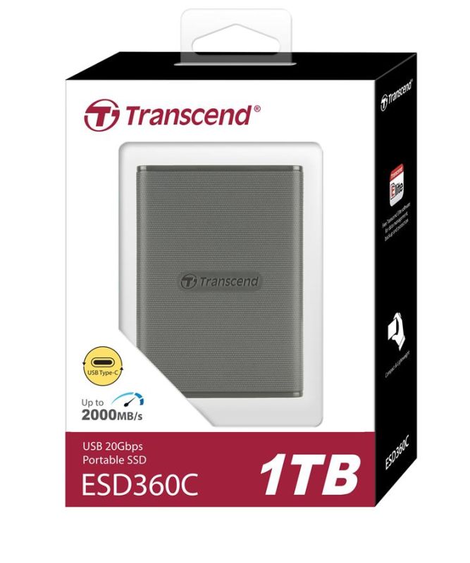 Портативний SSD Transcend 1TB USB 3.2 Gen 2x2 Type-C ESD360C R2000/W2000MB/s Сірий