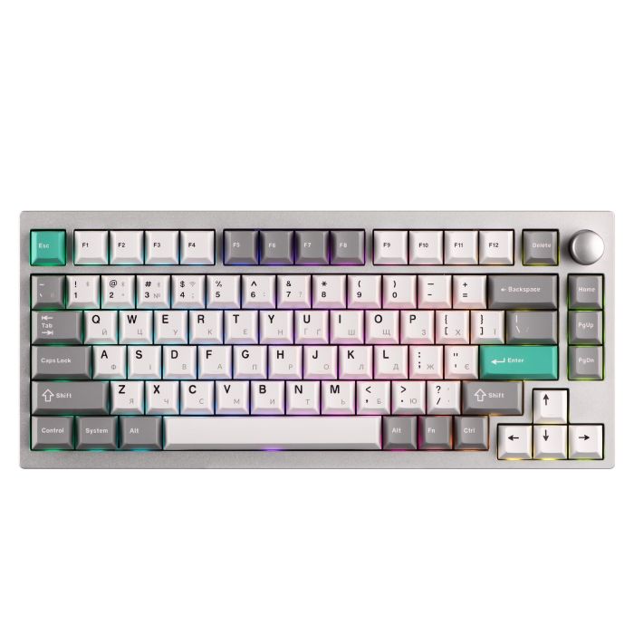 Mechanical keyboard Lemokey  P1 Pro 84Key, Keychron Super Banana, WL/BT/USB-A, QMK/VIA, Hot-Swap, EN/UKR, RGB,  Knob, Space Silver