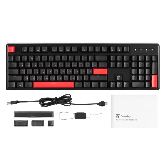 Клавиатура механическая Lemokey  X3 104Key, Keychron Brown, USB-A, QMK/VIA, Hot-Swap, EN/UKR, RGB, чорний
