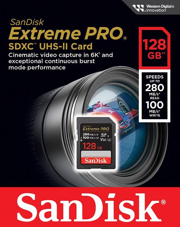 SanDisk SD  128GB C10 UHS-II U3 R280/W100MB/s Extreme Pro V60