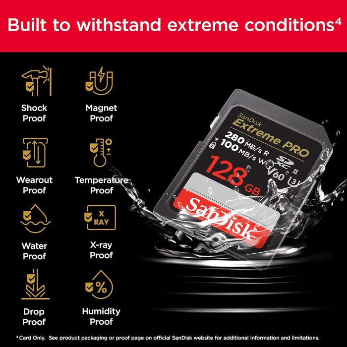 SanDisk SD  128GB C10 UHS-II U3 R280/W100MB/s Extreme Pro V60