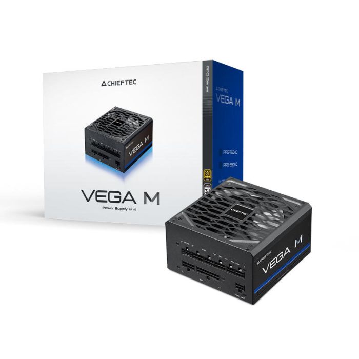 Блок живлення CHIEFTEC Vega M  (850W), >90%, 80+ Gold, 135мм FDB, 1xMB 24pin(20+4), 2xCPU 8pin(4+4), 3xMolex, 6xSATA, 4xPCIe 8pin(6+2), 1xPCIe GEN5 16pin, Fully Modular