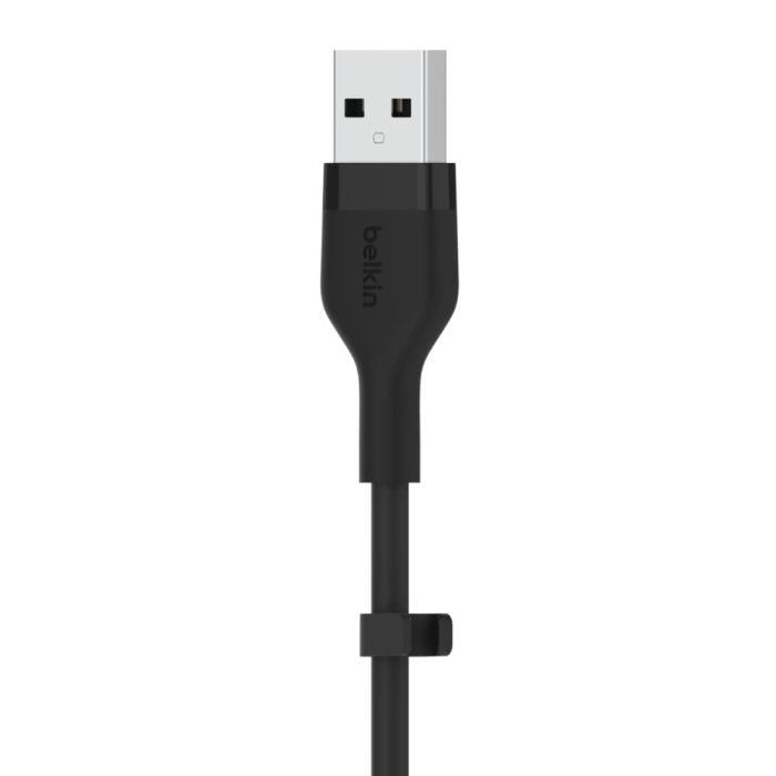 Belkin Cable USB-A - USB-C SILICONE, with clip, 3m, black