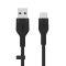 Belkin Cable USB-A - USB-C SILICONE, with clip, 3m, black