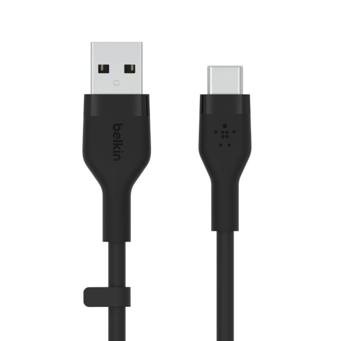 Belkin Cable USB-A - USB-C SILICONE, with clip, 3m, black