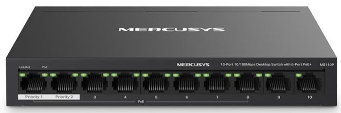 Комутатор MERCUSYS  10xFE (8xPoE), 65Вт, Некерований Mercusys MS110P