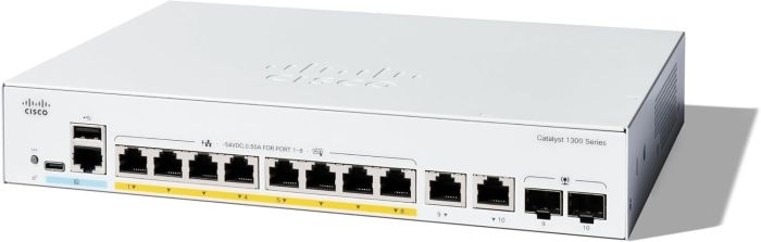 Коммутатор Cisco Catalyst 1300 8xGE, PoE, Ext PS, 2x1G Combo
