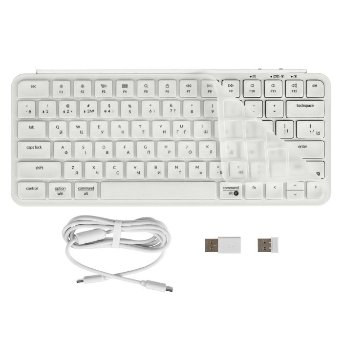 Клавиатура мембраная Keychron B1 Pro, USB/WL/BT, ivory white