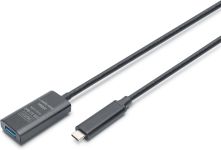 Подовжувач DIGITUS USB 3.2 Gen2 Active Cable 10G, C/M-A/F, 5м, чорний