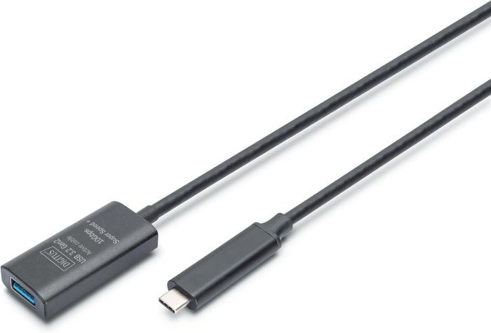 DIGITUS Active USB-C Extension Cable, 5m 10G, USB 3.2 Gen2, USB-C - USB-A (M/F)