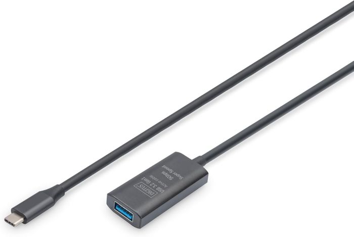 Подовжувач DIGITUS USB 3.2 Gen1 Active Cable 5G, C/M-A/F, 5м, чорний