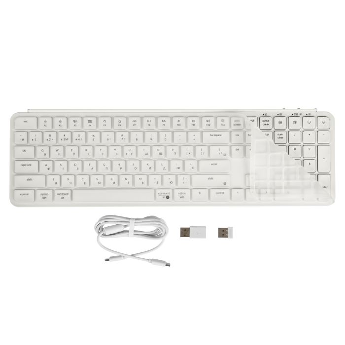 Клавиатура мембраная Keychron B6 Pro, USB/WL/BT, ivory white