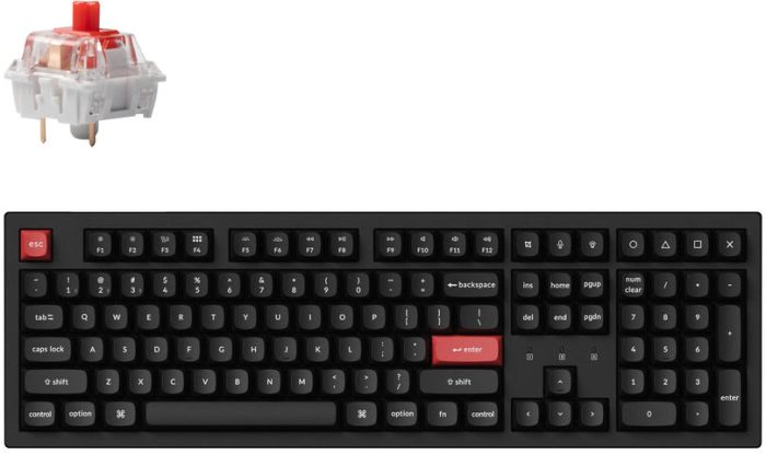 Клавіатура механічна Keychron K10 PRO 100Key, K pro Red, WL/BT/USB-A, QMK, EN/UKR, White Led, чорний