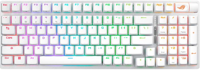Клавіатура механічна ASUS ROG Strix Scope II, 96key, NX Snow, USB-A/WL/BT, EN, RGB, білий