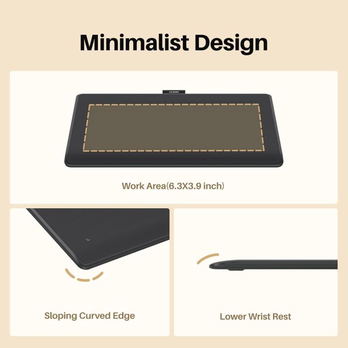 Huion Graphical tablet 6.3"x3,9" Inspiroy Frego S, BT, USB-C, black