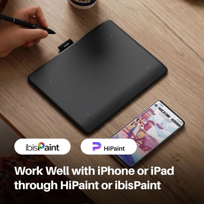 Huion Graphical tablet 6.3"x3,9" Inspiroy Frego S, BT, USB-C, black