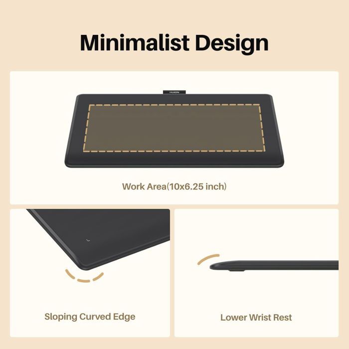 Huion Graphical tablet 10.5"x6.25" Inspiroy Frego M, BT, USB-C, black