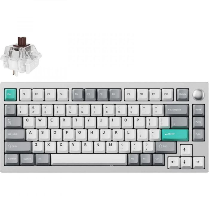 Клавиатура механическая Lemokey  P1 Pro 84Key, Keychron Super Brown, WL/BT/USB-A, QMK/VIA, Hot-Swap, EN/UKR, RGB,  Knob, Space Silver
