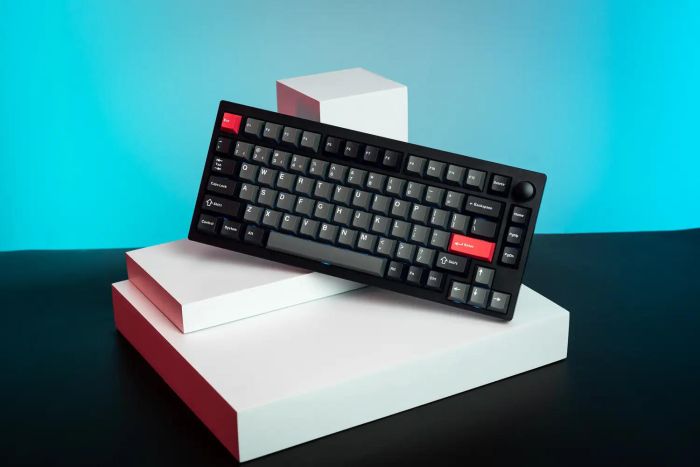 Mechanical keyboard Lemokey  P1 Pro 84Key, Keychron Super Red, WL/BT/USB-A, QMK/VIA, Hot-Swap, EN/UKR, RGB,  Knob, Carbon Black