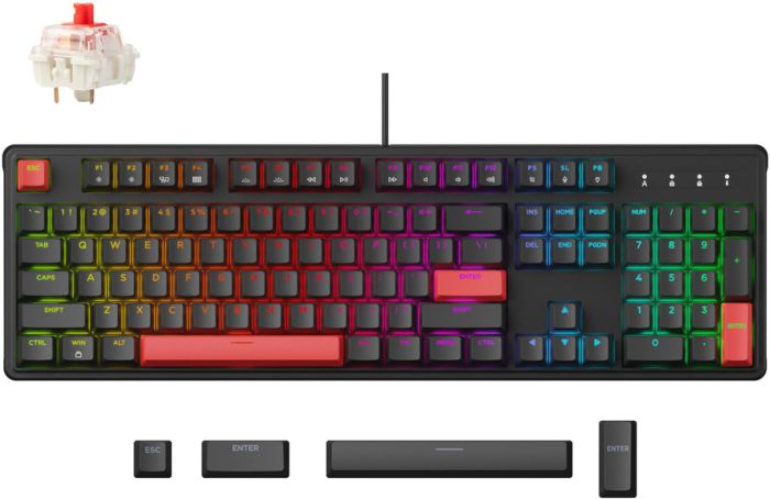 Клавиатура механическая Lemokey  X3 104Key, Keychron Red, USB-A, QMK/VIA, Hot-Swap, EN/UKR, RGB, чорний