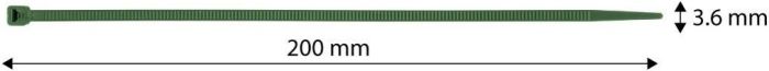 Neo Tools Cable Tie, 50pcs, Plastic, 3.6x200mm, Green