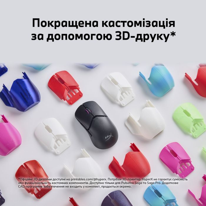 Миша HyperX Pulsefire SAGA PRO, RGB, USB-A/WL/BT, чорний