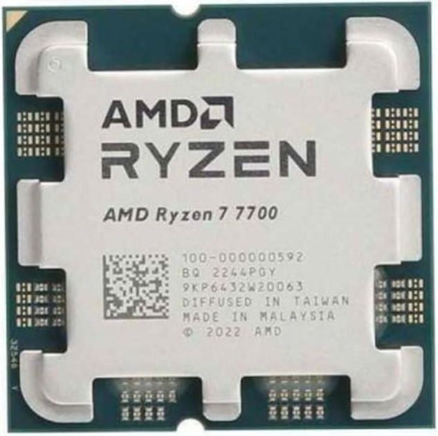 Центральний процесор AMD Ryzen 7 7700 8C/16T 3.8/5.3GHz Boost 32Mb Radeon Graphics AM5 65W w/o cooler TRAY