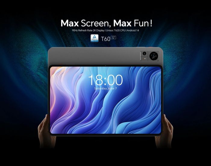 Планшет Teclast T60 12" 8ГБ, 256ГБ, LTE, 8000мА•год, Android, сірий