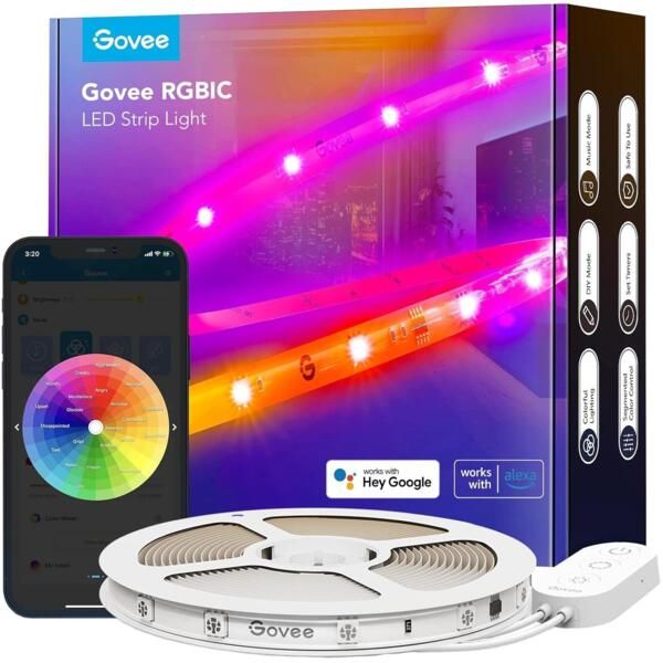 Стрічка світлодіодна розумна Govee H612A Strip Light S With Protective Coating, 5м, RGBICW, WI-FI/Bluetooth, білий