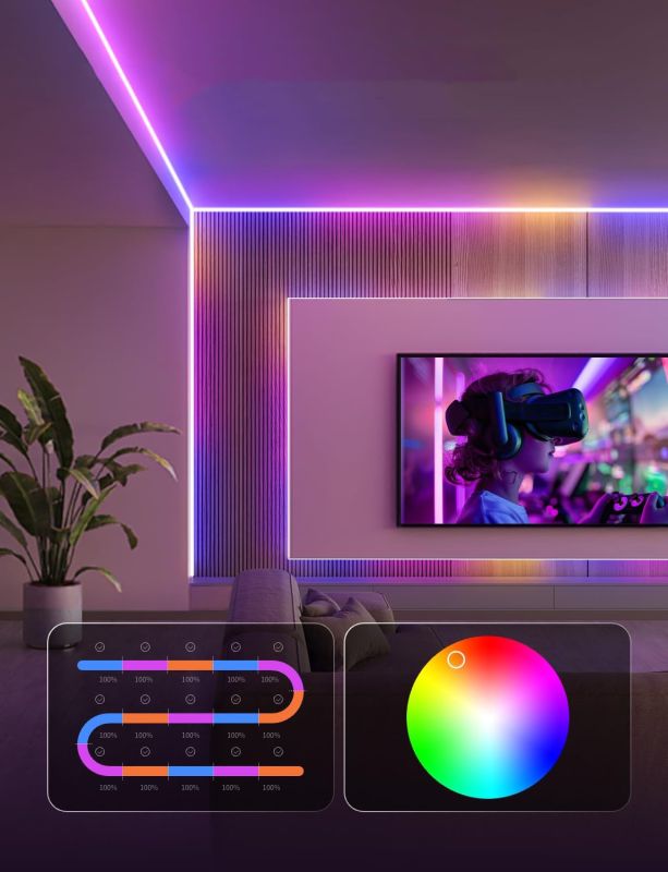 Лента светодиодная умная Govee H61E5 COB Strip Light Pro, 3м, RGBIC+W, WI-FI/Bluetooth, білий