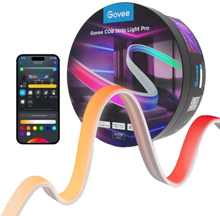 Лента светодиодная умная Govee H61E5 COB Strip Light Pro, 3м, RGBIC+W, WI-FI/Bluetooth, білий