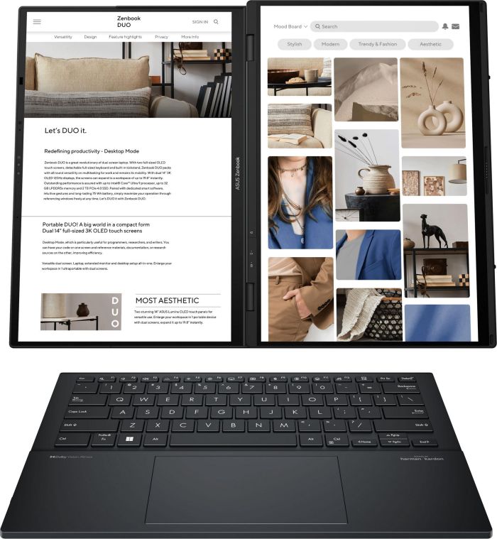 Ноутбук ASUS Zenbook DUO UX8406CA-QL049W 14" FHD OLED, Intel Ultra 7 255H, 32GB, F1TB, UMA, Win11, Сірий