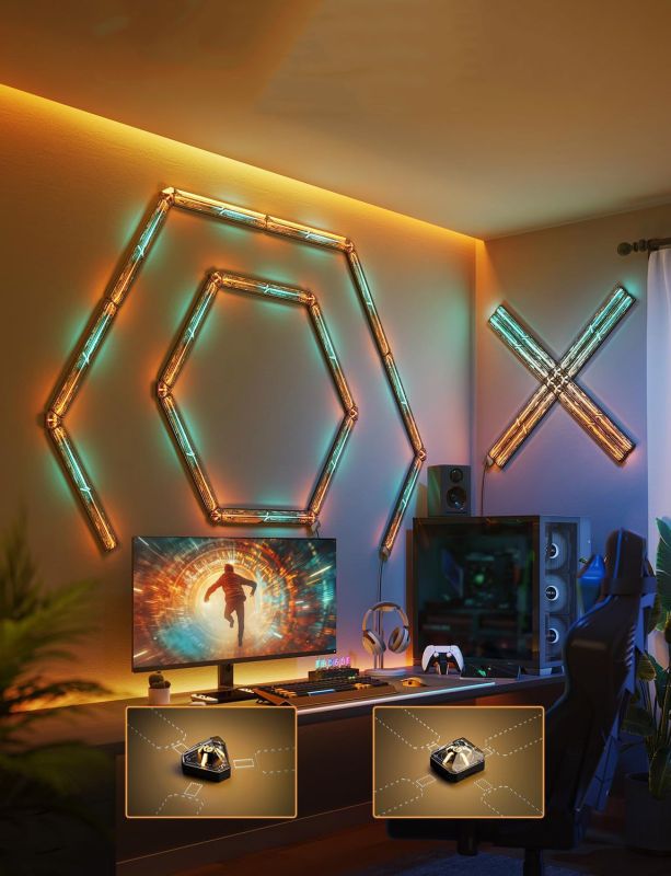 Набор настенных светильников Govee H6063 Gaming Wall light Evangelion, 4шт, RGBIC, WI-FI/Bluetooth, фіолетовий