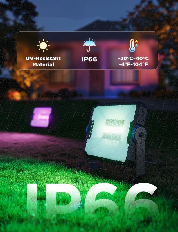 Набор настенных светильников Govee H8057 Outdoor FLood Lights, 4шт, RGBICWW, WI-FI/Bluetooth, чорний
