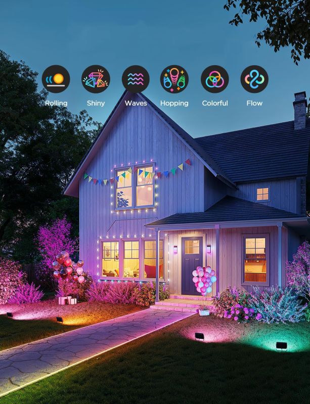 Набор настенных светильников Govee H8057 Outdoor FLood Lights, 4шт, RGBICWW, WI-FI/Bluetooth, чорний