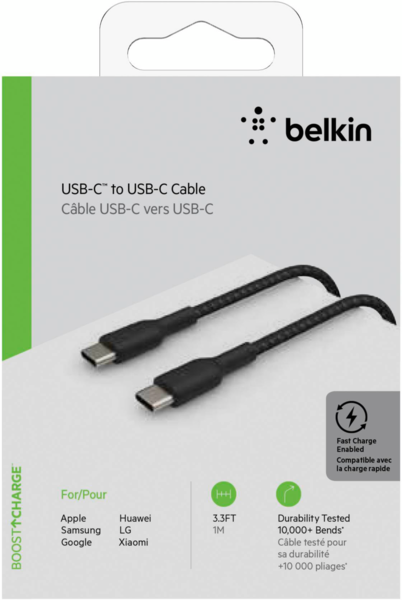 Belkin сable USB-C > USB-C charge/data, 1m, 60W, Type-C, BRAIDED, black