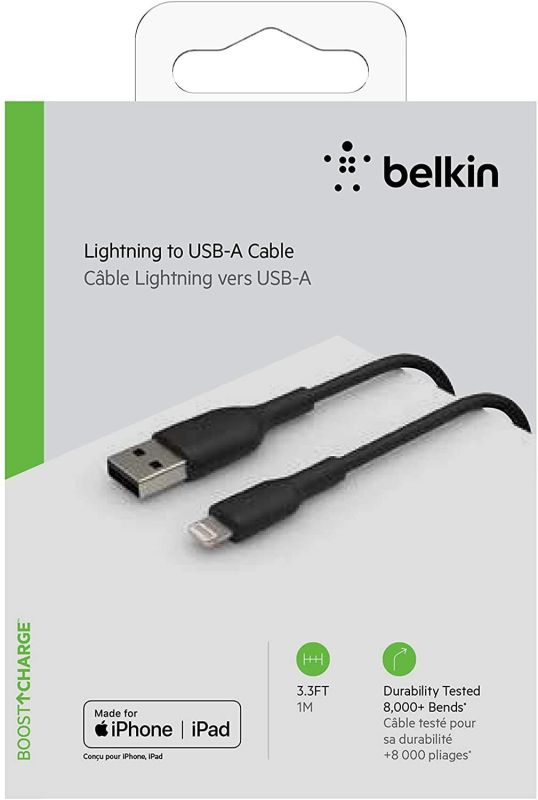 Кабель USB-A > Lightning зарядки/синхронизации Belkin, 1м, PVC, черный