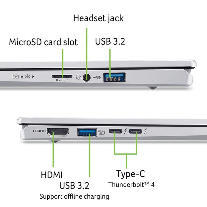 Ноутбук Acer Swift Go 14 SFG14-74 14" WUXGA OLED, Intel U5-225H, 16GB, F512GB, UMA, Win11, серебристый