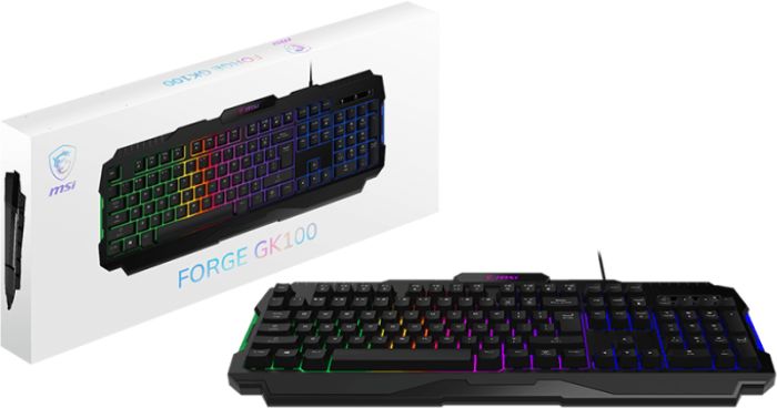 MSI Keyboard membrane MSI FORGE GK100 104key, USB-A, EN/UKR/RU, ColorLED, black