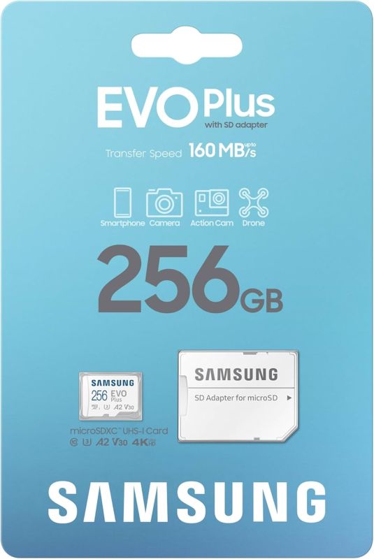 Samsung microSD 256GB C10 UHS-I  R130MB/s Evo Plus + SD