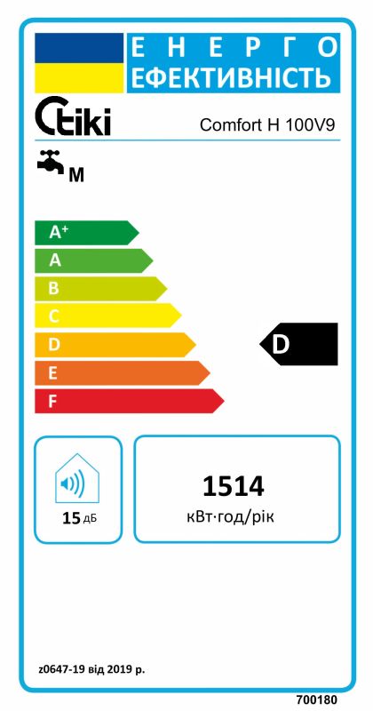 Electric water heater TIKI round GBH, 100L, 2kW, dry, horizontal mounting, mechanical control, D, white, 700180