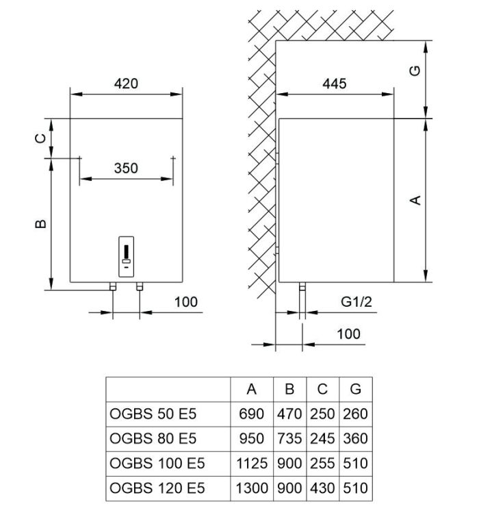 Водонагреватель TIKI SuprSD120V9 (OGBS120ORV9)/ 120 л, слим, сухой тэн, электр. упр-ние, C, 700092