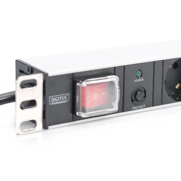 DIGITUS 1U Aluminum PDU, rackmountable, 7x safety outlet 16A, 4000W, 250VAC 50/60Hz, overload protection