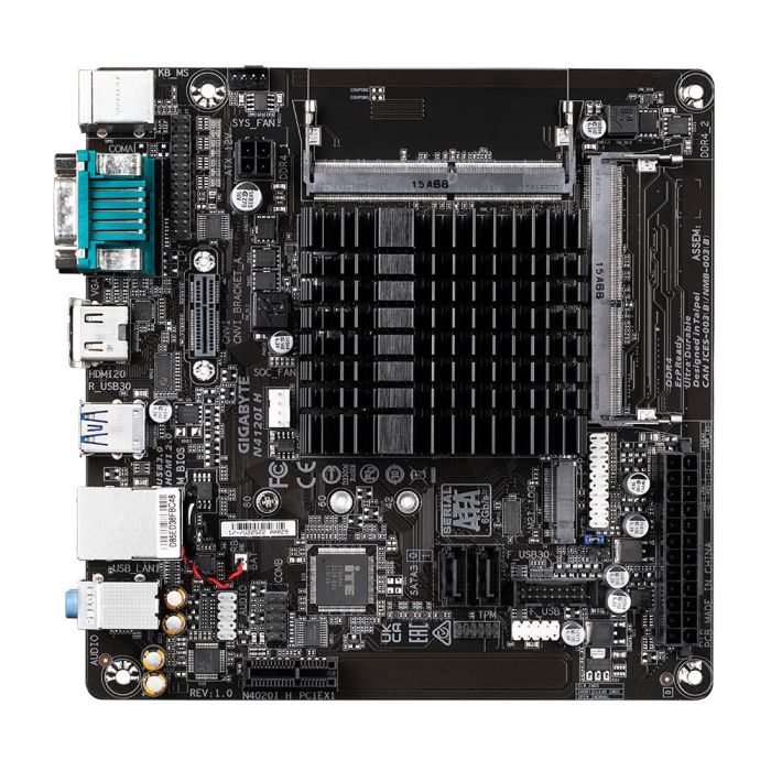 GIGABYTE Motherboard N4120I H Intel Celeron 2.6 GHz 2xDDR4 M.2 HDMI D-Sub mITX