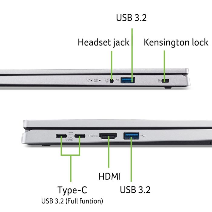 Acer Notebook Extensa EX215-57 15.6" FHD IPS, Intel i3-1315U, 8GB, F512GB, UMA, Lin, silver
