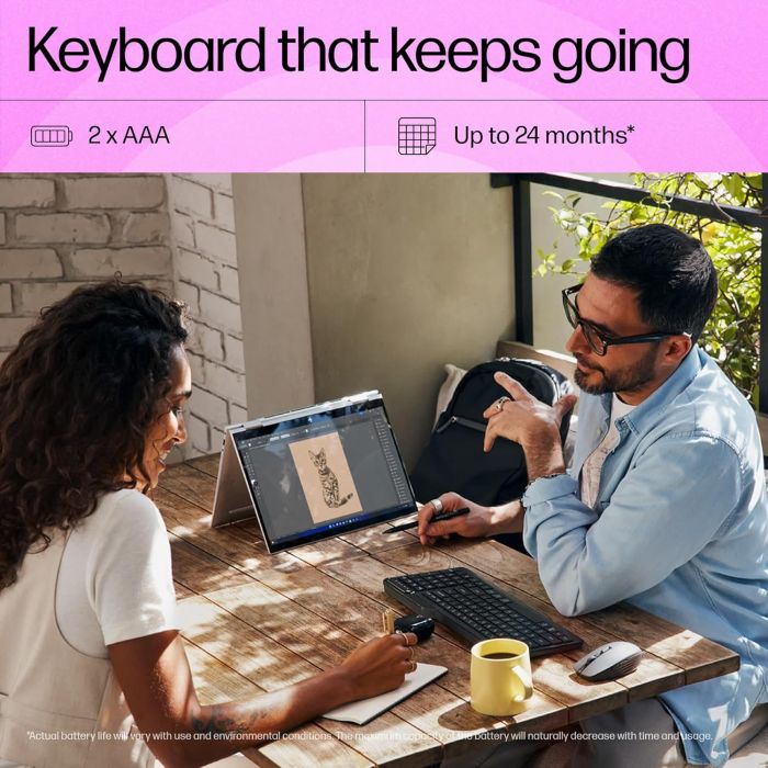 Клавиатура мембранная HP 460 Multi-Device 102key, BT, EN/UK, чёрный