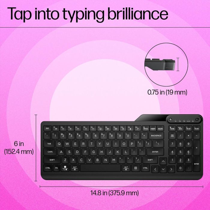 Клавиатура мембранная HP 460 Multi-Device 102key, BT, EN/UK, чёрный