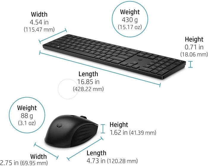 HP Combo keyboard and mouse НР 650, WL, EN/UK, black