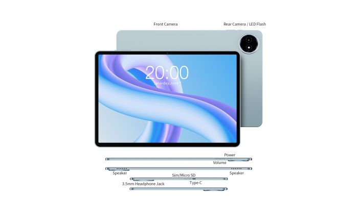 Планшет Teclast M50 Plus 10.1" 6ГБ, 128ГБ, LTE, 7000мА•ч, Android, голубой