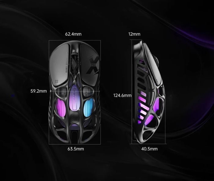 Мышь GravaStar Mercury X Pro, 8K, BT/WL/USB-A, RGB, чорний